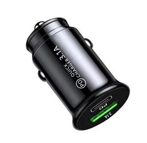 Mini Car Charger 2 in 1 PD Car Charging 5V 3.1A Output for Mobile Phone Cigarette Lighter with Box Package