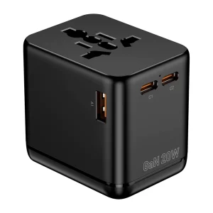 Mini GaN 20W PD Fast-Charging Travel Adapter with Conversion Plug and Multi-Function Socket