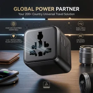 Mini Overseas Travel Power Converter Adapter 2 AC Sockets Universal Plug for Europe/Korea/UK/USA/Australia