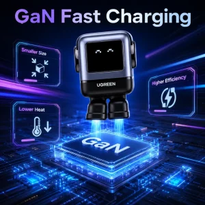 Mini Robot Design 30W/65W GaN USB-C Charger Power Adapter for Multiple Devices, Desktop Use