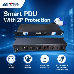 Mining DC EV 2P Circuit Breaker Smart PDU 1U Rack Mount 32A High Power Power Strip with German & C19 Mixed Outlets for Cabinet