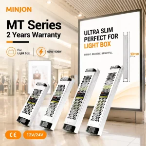Minjon MT60 12V 12VDC 5A High Efficiency AC DC SMPS Slim Single Industrial Led Power Supply for Lighting Box