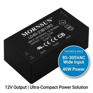 Mornsun LD40-23B12R2 12V 3.33A AC to DC Converter 85-305VAC Wide Input 4200VAC Isolation