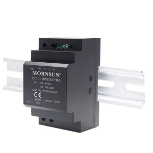 Mornsun LI60-20BxxPR2 60W DIN Rail AC-DC Power Supply Single Output 24V 84%-91% Efficiency 3-Year Warranty High EMC Immunity