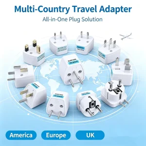Multi-Model Country Travel Plug Adapter EU UK US Mini White Travel Adaptor Bulk Supply