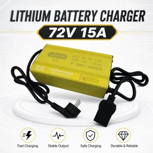 Multi Voltage Optional 72V15A Smart Chip Controlled Aluminum Housing Fast Charging E Bicycle Tricycle Lithium Battery Charger