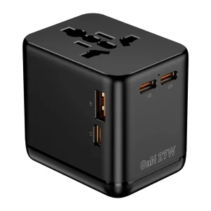Multi-function Power Strip with PD 27W Fast Charging EU/UK Travel Adapter USB-A/USB-C Ports and USB Charger