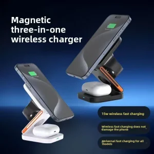 Multifunction Chargers 3 in 1 Wireless Chargers Station Portable Foldable 15W Magnetic Wireless Chargeing Mobile Phone Holder