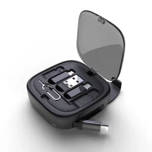 Multifunctional Retractable Cable BOX 7 in 1 Charging Cable Adapter Set Desk Stand Travel Cable Adapters Kit Box