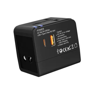Multifunctional Universal Socket Charger 30W Fast Charging US UK to EU Travel Adapter with USB Ports and Type-C