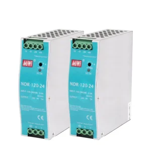 NDR-120-24 120W Industrial DIN Rail SMPS, 115/230VAC to 24VDC, Single Output