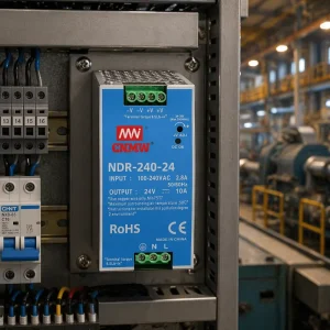 NDR-240-24 AC/DC Single-Output DIN-Rail Switching Power Supply, 240W 24V 10A, 85% Efficiency, Industrial SMPS LED