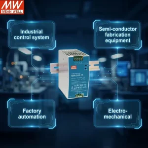 NDR-240-48 240W 5A 48V DIN Rail SMPS AC-DC Power Supply for Industrial Use, 90% Efficiency