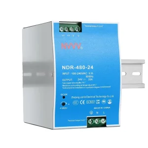 NDR-480-24 DIN Rail Switching Power Supply 24V 20A 480W Single Output PFC Input 100-240VAC for Industrial Automation