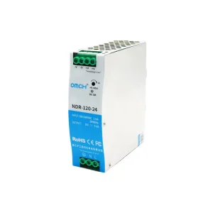 NDR-75-12/24/36/48 AC-DC Single Output DIN Rail Switching Power Supply 120W 24V Industrial SMPS 95% Efficiency 10A
