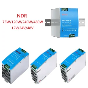 NDR DIN Rail Power Supply 12V 24V 48V 75W 120W 240W 480W Switching Power Supply for Automation Equipment