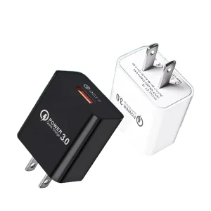 NEW QC3.0 18W Fast Charging USB Wall Adapter with US Plug Portable Travel Charger (PC Fireproof Material)