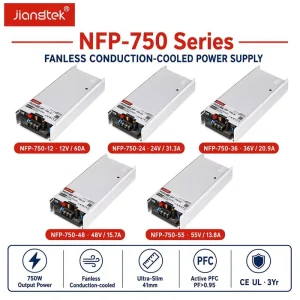NFP-750 750W 12V 24V 36V 48V PFC Conduction-cooled Remote ON/OFF Constant Voltage AC DC Industrial Power Supply