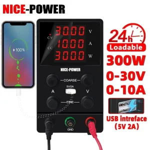 NICE POWER SPS3010 12V24V AC DC Maintenance Adjustable DC Lab Power Supply 30V 10A 300W Switching Bench Charge Voltage Regulator