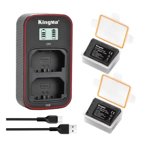 NP-FZ100 2000mAh 2-Pack Lithium Battery and USB-C Charger Kit for A7 III A7 IV A9 ZV-E1 Sony Cameras