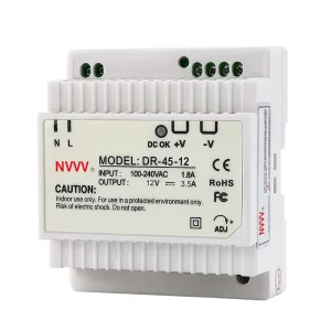 NVVV DR 45 12 45W 12V 3.75A DIN Rail SMPS Industrial Grade AC DC Switching Power Supply