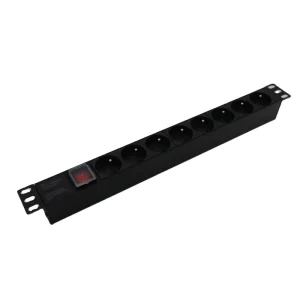 Network Cabinet France Standard 8 Sockets 19″ 1U with on off Switch Power Distribution Unit PDU
