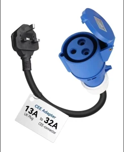 New High Quality CEE Adapter Outlet Connector Customizable EV Charging Plug 32A Industrial Blue CEE UK Plug 0.3M Cable