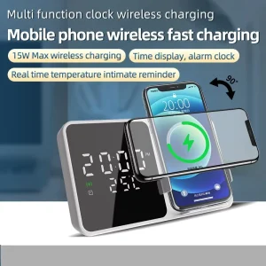 New XYC 15W Alarm Clock Wireless Charging Mobile Phone Bracket Fast Charging Thermometer XYC20251211