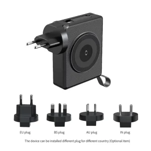 OEM 10000mAh Multifunction Power Bank Foldable AC Plug Built 2 Cable Magnetic Wireless Charger PD QC Fast Charging Optional Plug