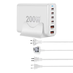 OEM 200W GaN Desktop USB Charger Station with 6 PD 3.0 Ports for Smartphones & Laptops
