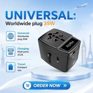 OEM 35W PD QC3.0 Type-C Universal Travel Plug Adapter Charger USB-C AC for Earphones and Mobile Phones