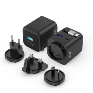 OEM ODM 65W Retractable 70W PD Super Fast Charge Display Adapter Type C GaN Multifonctions Portable Mobile Phone Charger