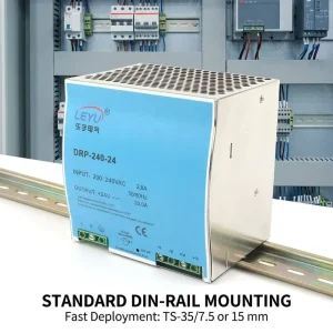 OKEY DRP-240 240W DIN Rail Power Supply 24V 10A 48V 5A AC/DC Switching SMPS 85% Efficiency -10~+70 for Industrial LED CCTV