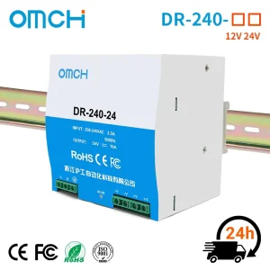 OMCH DR-240 Series DIN Rail Industrial Switching Power Supply 240W 12V/24V 20A/10A AC-DC Single Output Automation