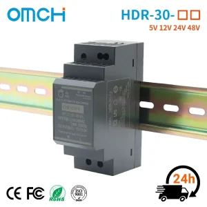 OMCH Ultra-thin Rail Switching Power Supply HDR-30 Series 5V 12V 24V 48V AC DC Waterproof DIN Rail SMPS 3A 2A 1.5A 0.75A