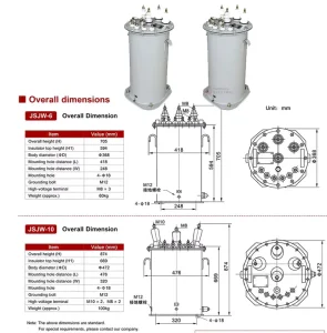 Oil-Immersed 10kV JSJW-3/6/10G Three-Phase Voltage Transformer for Indoor Switchgear Electrical Equipment