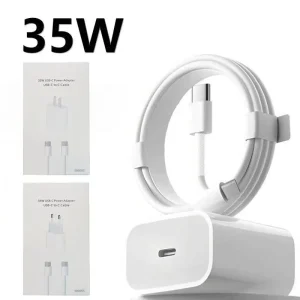 Original 35W PD Type C USB Wall Charger Adapter Fireproof ABS QC3.0 OVP OCP EU UK US Fast Charging for iPhone 17 16 15 Pro Max
