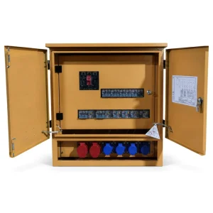 Outdoor 100A Temporary Power Distribution Cabinet 220V 380V Steel Site Power Box with Circuit Breaker for Building Site