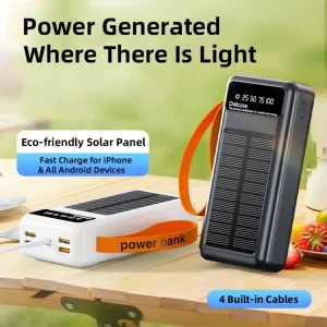 Outdoor Solar Power Bank 20000mAh Built-in 4 Charging Cables LED Camping Lamp 22.5W Bidirectional Fast Charging Portable Factory