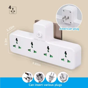 Outlet Extender Electric Multi Plug Socket Extension Surge Protector Universal Power Strip 16A Rated USB Night Light Copper IP22