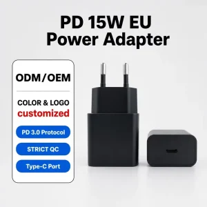 PD 15W USB-C Power Adapter 5V3A Smart Power-Off Travel Charger for Smartphones and Gadgets
