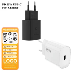 PD 25W USB C Wall Charger EU UK AU US Plug Fast Charging Power Adapter for Laptops and Mobile Phones OEM ODM