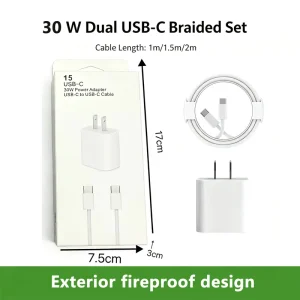 PD 30W USB-C Power Adapter Fast-Charging Type-C Charger for 17 Pro, 16, 15 with Box Package