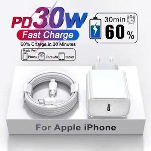PD 30W USB-C Wall Charger with Charging Cable