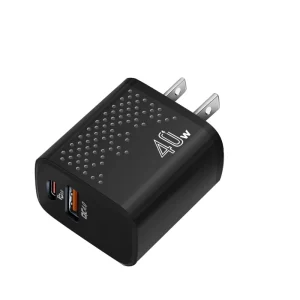 PD 40W USB-C Fast Charger US EU Plug Fire Resistant Wall Power Adapter for IPh Android Tablet Dual Port