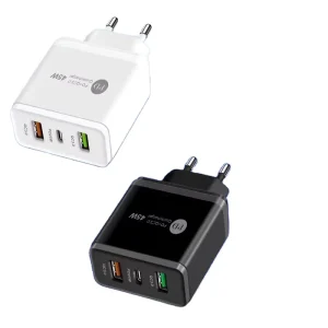 PD 45W Chargers Fast Charging US UK EU Adapter USB+PD 3 Ports Cell Phone Adapter for Iphone 13 Pro Ipad Xiaomi