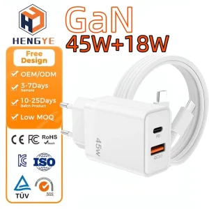 PD 45W PPS Super Fast Charging USB-C GaN Mobile Adapter Charger