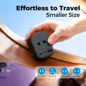 PD 45W Universal Travel Plug Adapter Worldwide Travel Charger Global International US Socket with 2C1A