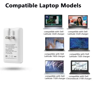 PD 65W USB-C Laptop Adapter Charger Power Supply 20V 3.25A Folding Portable for Traveling with Worldwide Pins