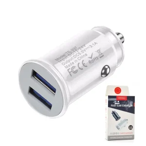 PD Car Charger, Dual USB Ports, 15W QC3.0, for Laptop, Scooter, and Microphone Use, PC Material